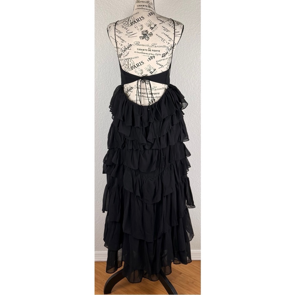 ZARA NWT Women’s Black Strappy Tiered Ruffled Midi Dress Evening Holidays, Small - Picture 6 of 12